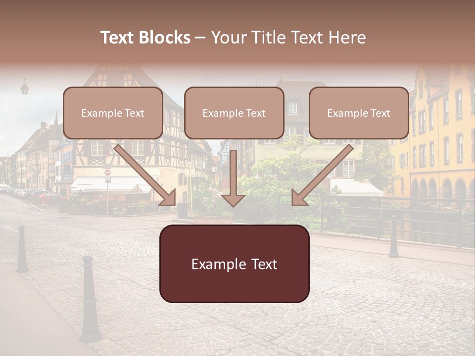 A City Street With Old Buildings And Cobblestones PowerPoint Template