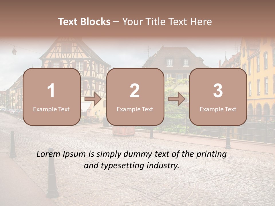 A City Street With Old Buildings And Cobblestones PowerPoint Template