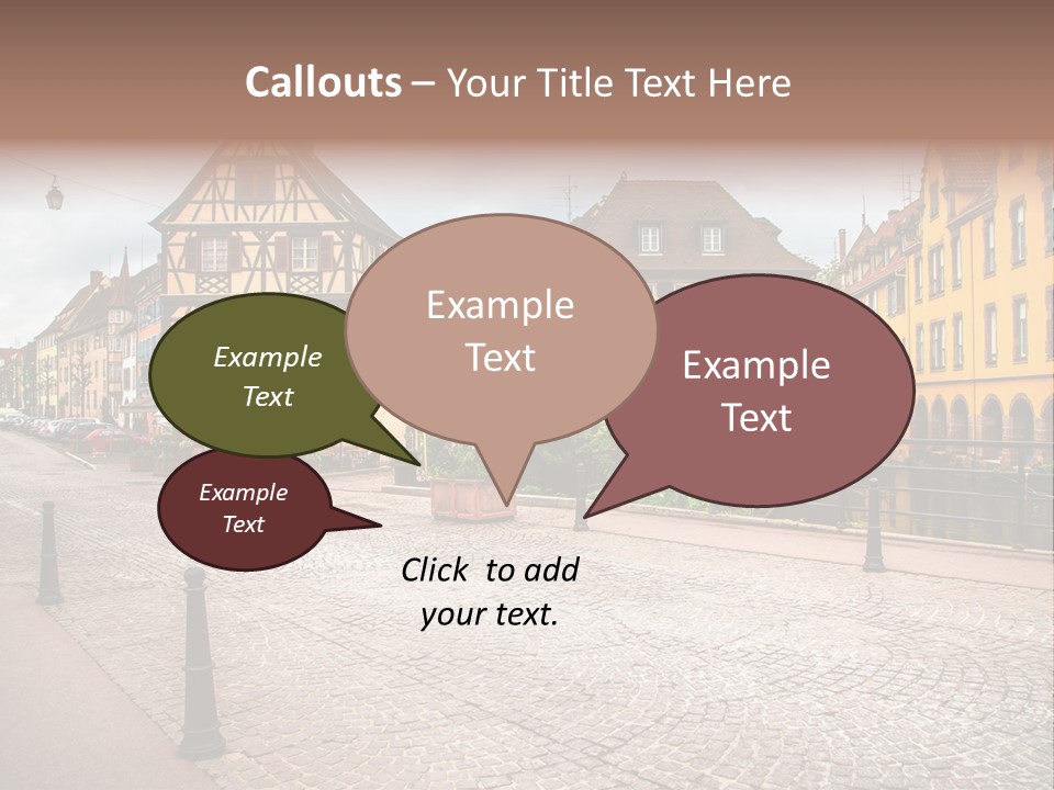 A City Street With Old Buildings And Cobblestones PowerPoint Template