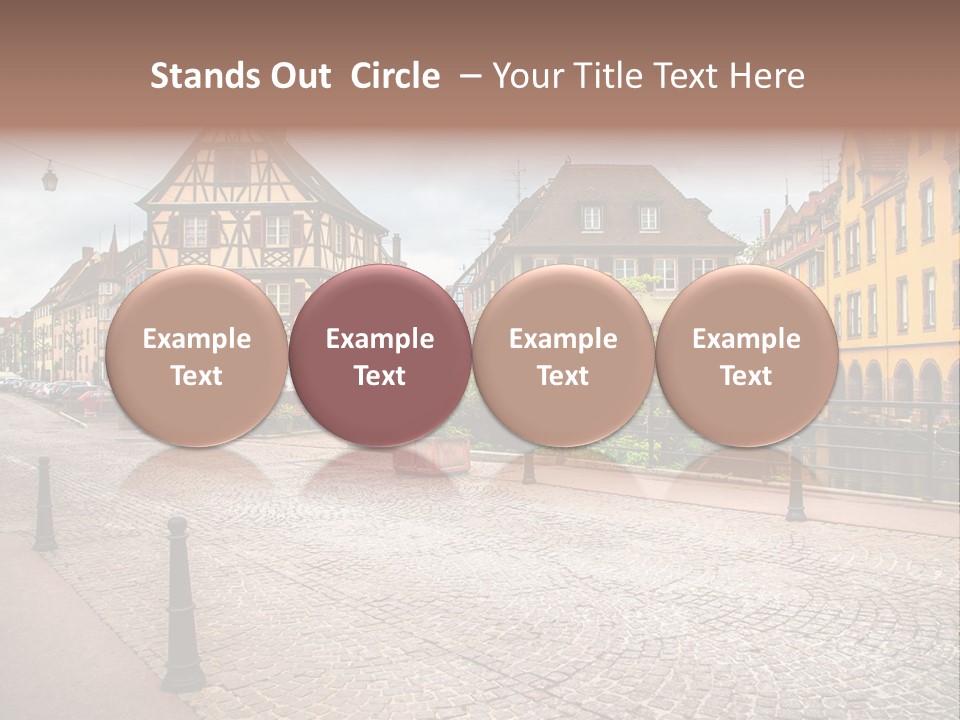 A City Street With Old Buildings And Cobblestones PowerPoint Template