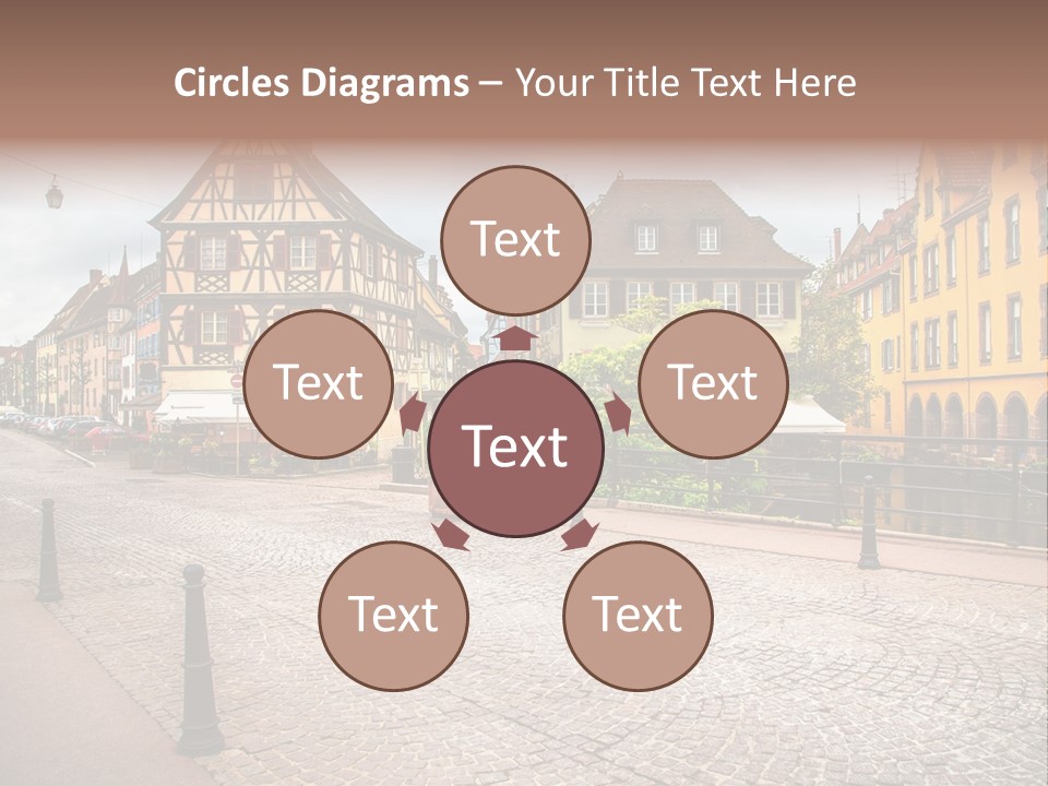 A City Street With Old Buildings And Cobblestones PowerPoint Template