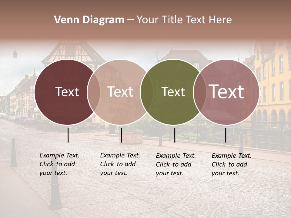 A City Street With Old Buildings And Cobblestones PowerPoint Template