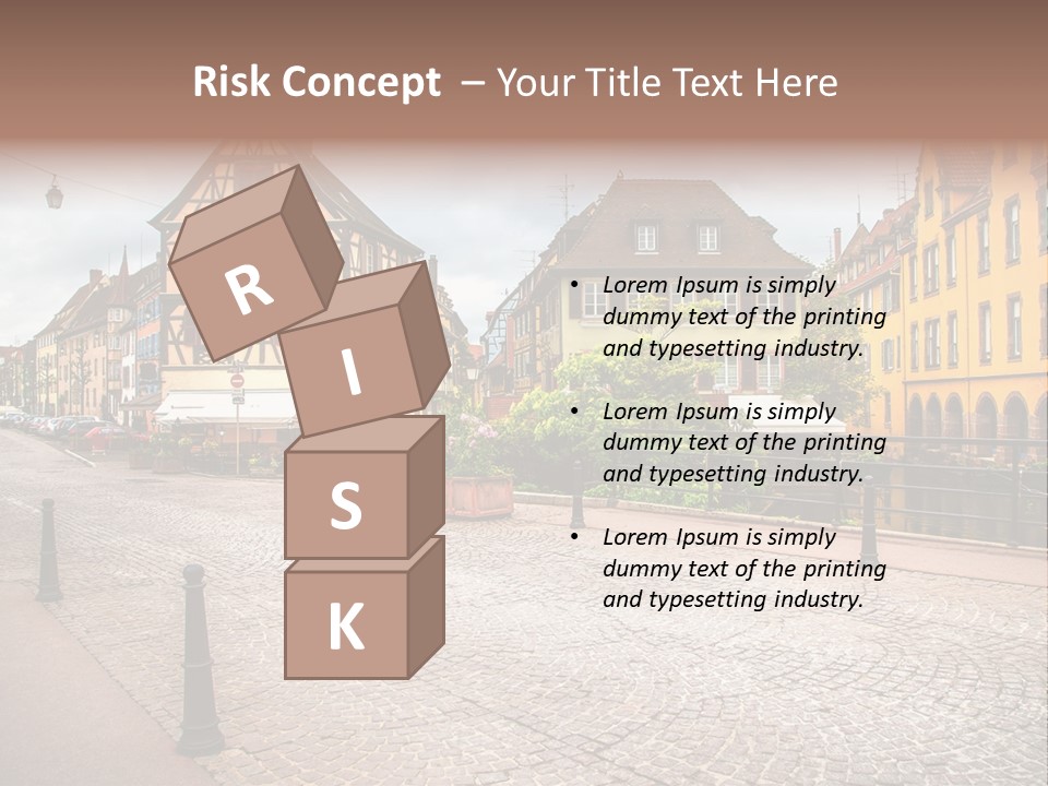 A City Street With Old Buildings And Cobblestones PowerPoint Template