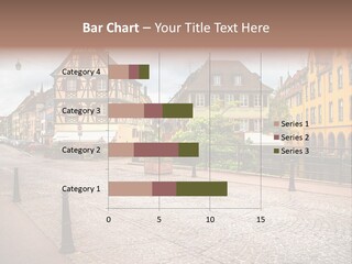 A City Street With Old Buildings And Cobblestones PowerPoint Template