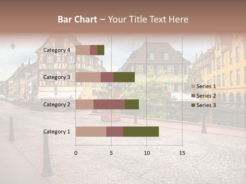 A City Street With Old Buildings And Cobblestones PowerPoint Template