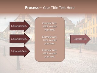 A City Street With Old Buildings And Cobblestones PowerPoint Template