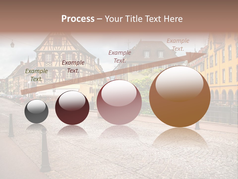 A City Street With Old Buildings And Cobblestones PowerPoint Template