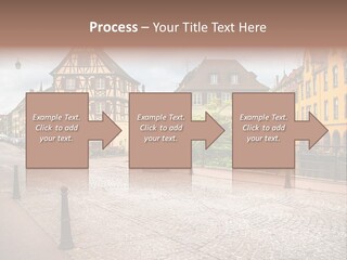 A City Street With Old Buildings And Cobblestones PowerPoint Template
