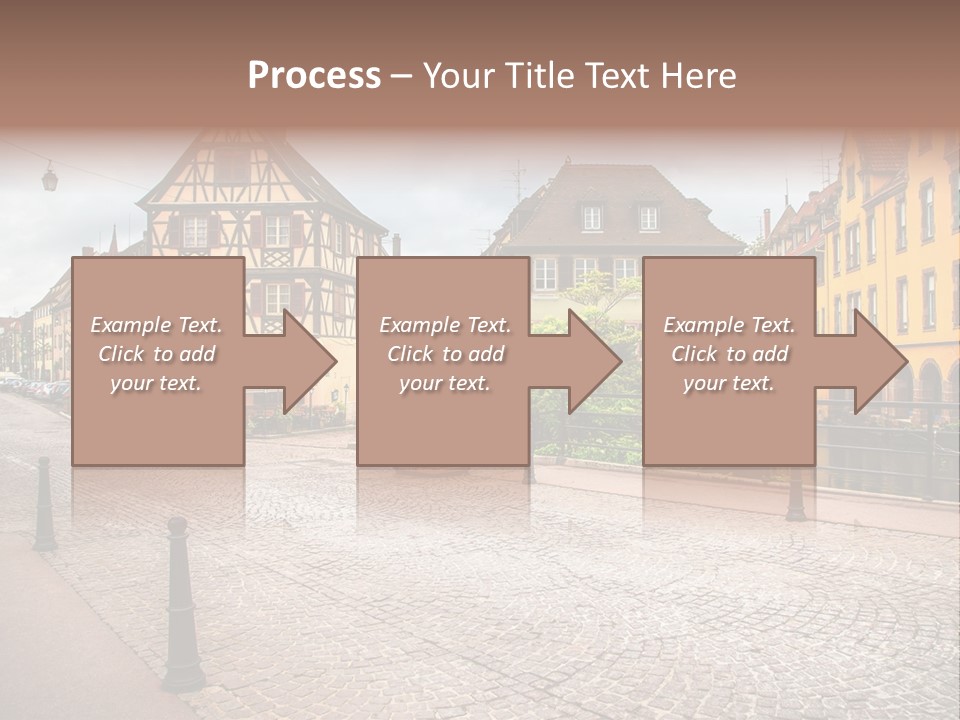 A City Street With Old Buildings And Cobblestones PowerPoint Template