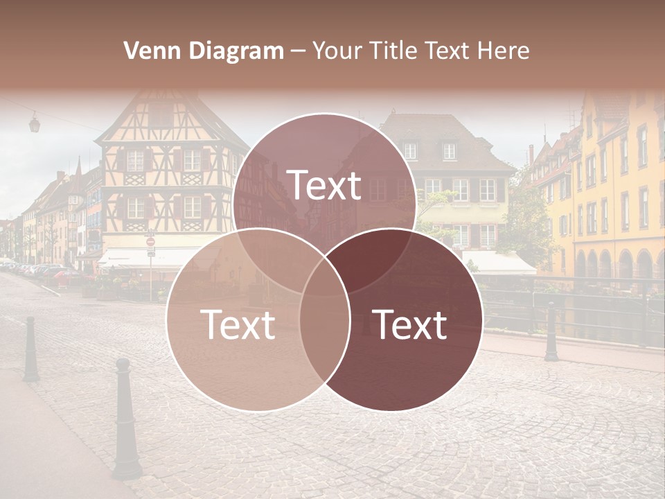 A City Street With Old Buildings And Cobblestones PowerPoint Template