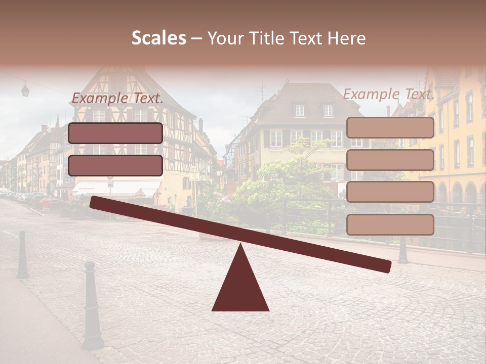 A City Street With Old Buildings And Cobblestones PowerPoint Template