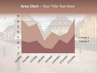 A City Street With Old Buildings And Cobblestones PowerPoint Template