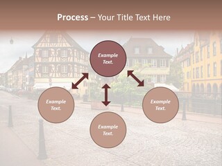 A City Street With Old Buildings And Cobblestones PowerPoint Template