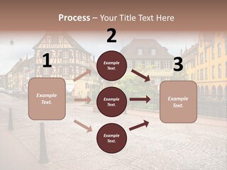 A City Street With Old Buildings And Cobblestones PowerPoint Template