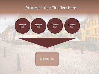 A City Street With Old Buildings And Cobblestones PowerPoint Template