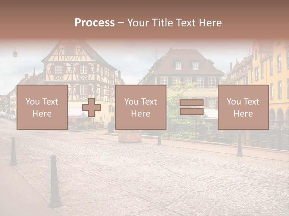 A City Street With Old Buildings And Cobblestones PowerPoint Template