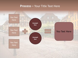 A City Street With Old Buildings And Cobblestones PowerPoint Template