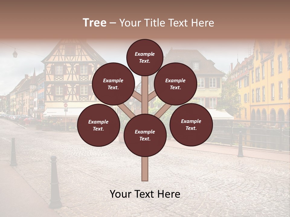 A City Street With Old Buildings And Cobblestones PowerPoint Template