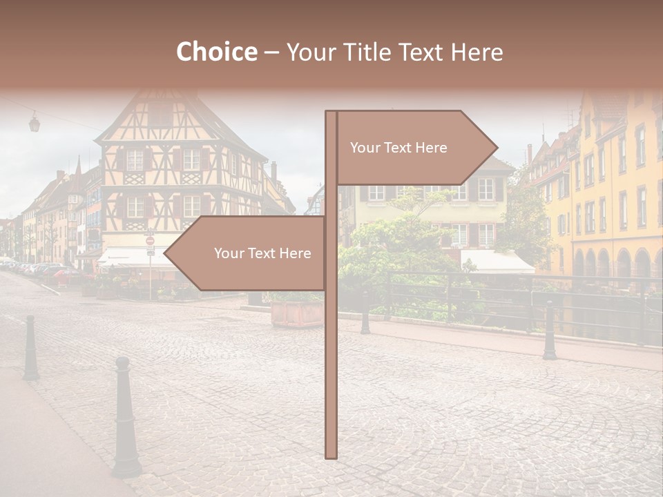 A City Street With Old Buildings And Cobblestones PowerPoint Template