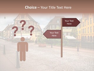 A City Street With Old Buildings And Cobblestones PowerPoint Template