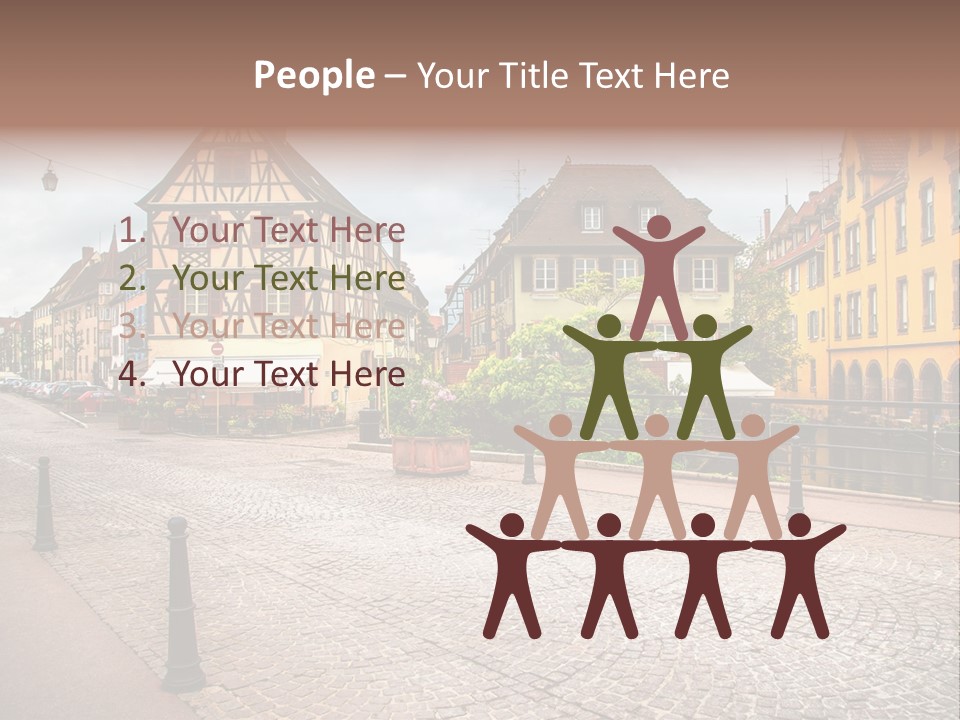 A City Street With Old Buildings And Cobblestones PowerPoint Template