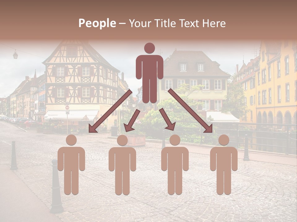 A City Street With Old Buildings And Cobblestones PowerPoint Template