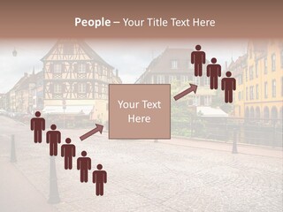 A City Street With Old Buildings And Cobblestones PowerPoint Template