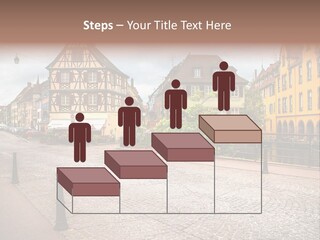 A City Street With Old Buildings And Cobblestones PowerPoint Template
