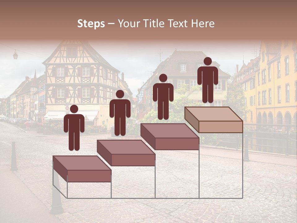 A City Street With Old Buildings And Cobblestones PowerPoint Template