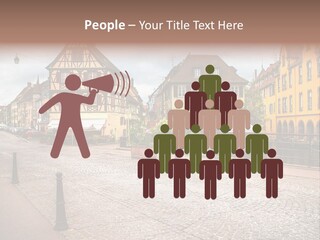 A City Street With Old Buildings And Cobblestones PowerPoint Template