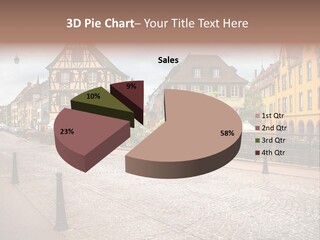 A City Street With Old Buildings And Cobblestones PowerPoint Template