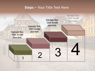 A City Street With Old Buildings And Cobblestones PowerPoint Template