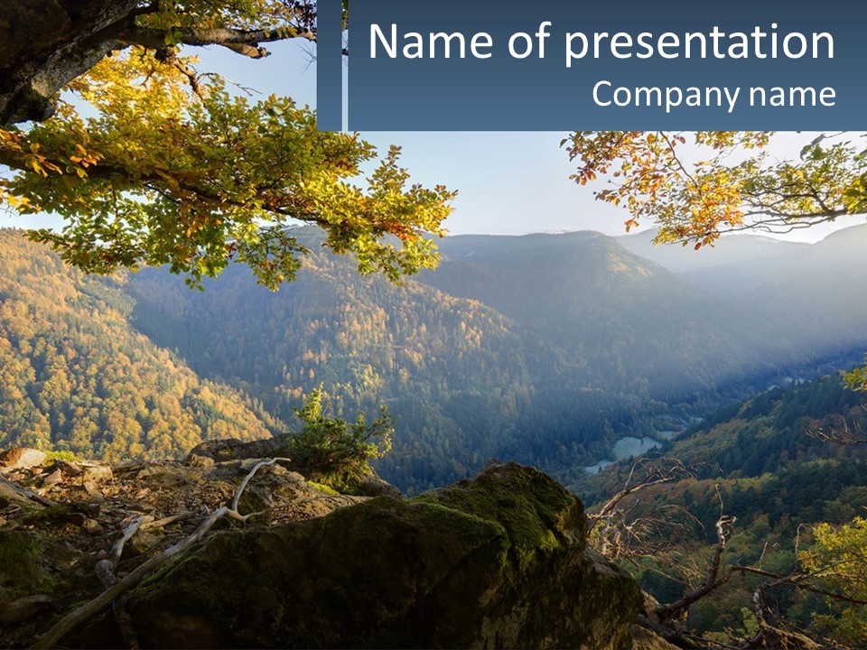 A Scenic View Of A Valley With Trees And Mountains In The Background PowerPoint Template