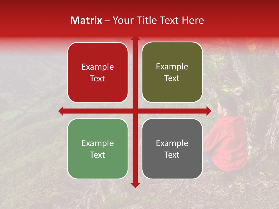 A Man Sitting On Top Of A Mountain Next To A Tree PowerPoint Template