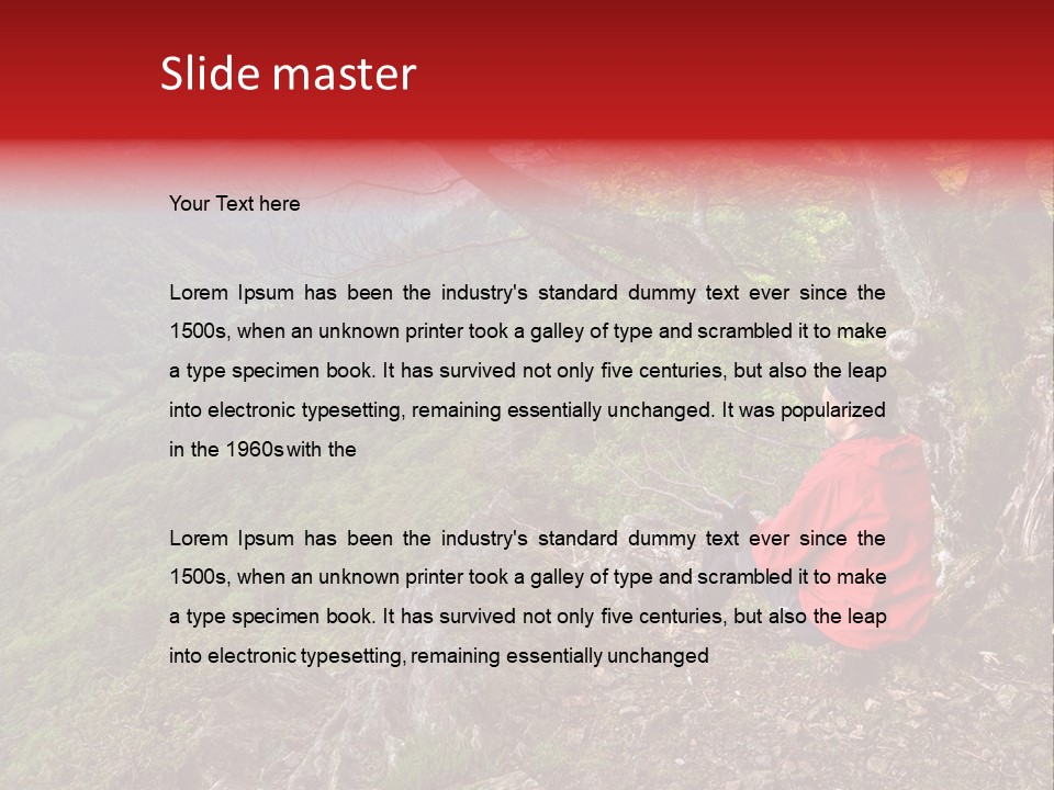 A Man Sitting On Top Of A Mountain Next To A Tree PowerPoint Template