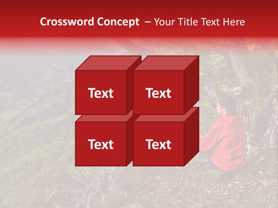 A Man Sitting On Top Of A Mountain Next To A Tree PowerPoint Template