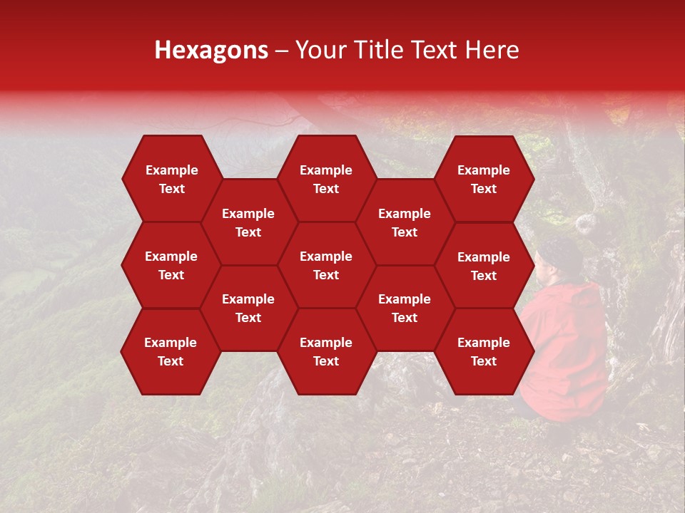 A Man Sitting On Top Of A Mountain Next To A Tree PowerPoint Template