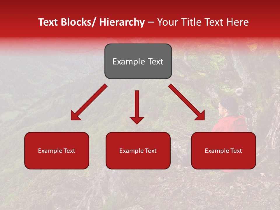 A Man Sitting On Top Of A Mountain Next To A Tree PowerPoint Template