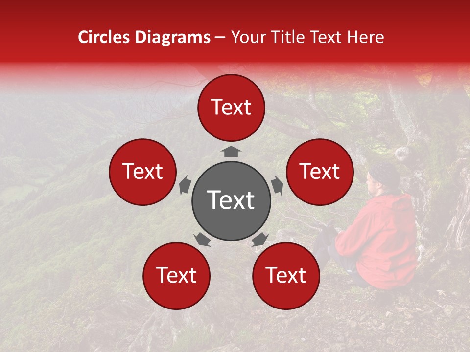 A Man Sitting On Top Of A Mountain Next To A Tree PowerPoint Template