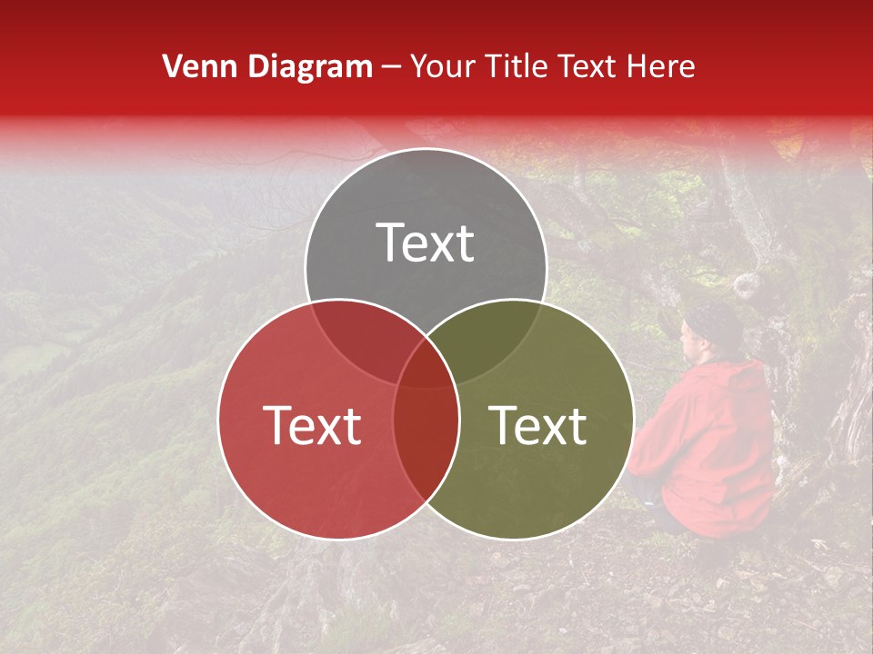 A Man Sitting On Top Of A Mountain Next To A Tree PowerPoint Template