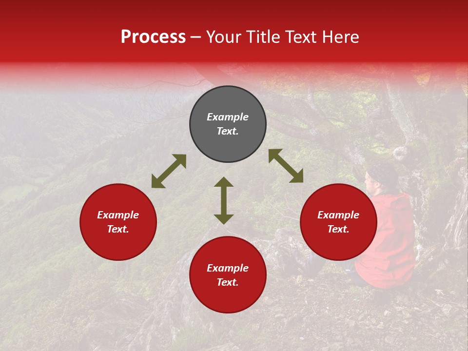 A Man Sitting On Top Of A Mountain Next To A Tree PowerPoint Template