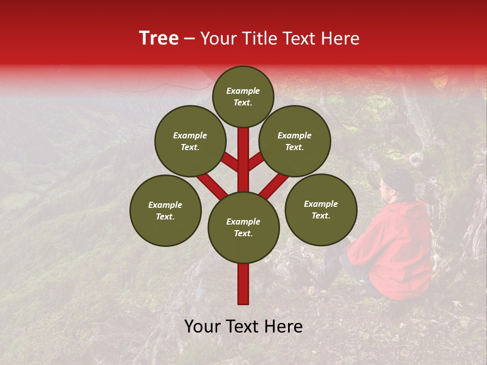 A Man Sitting On Top Of A Mountain Next To A Tree PowerPoint Template
