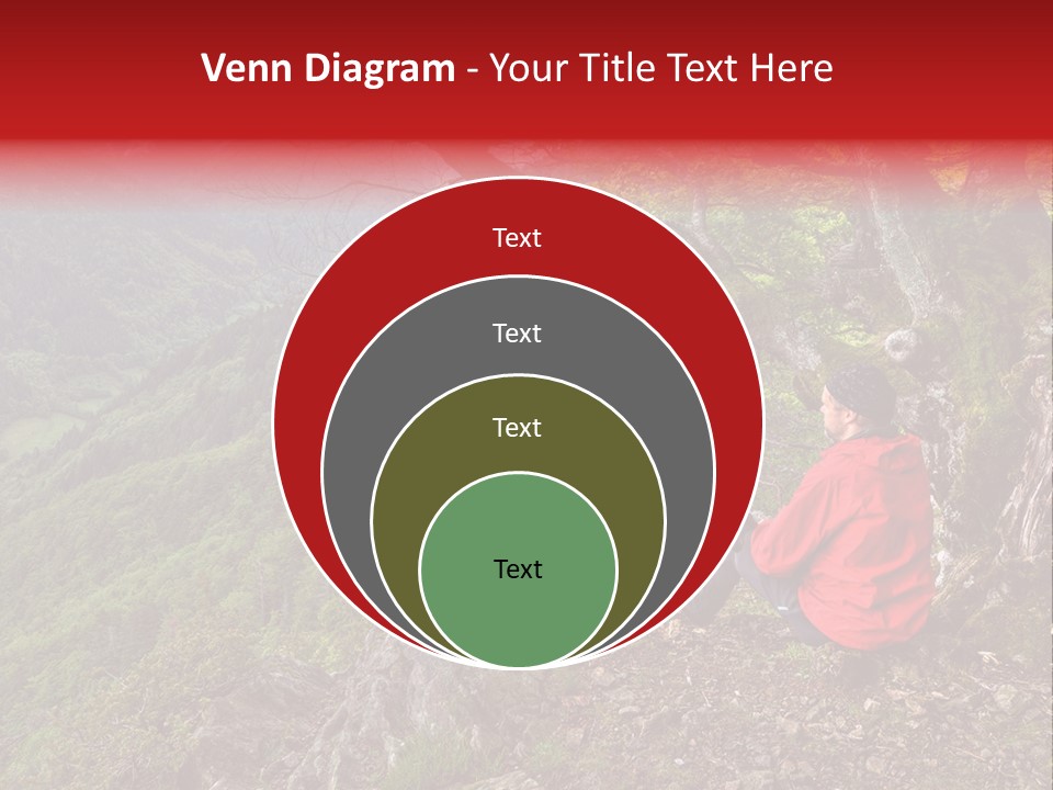 A Man Sitting On Top Of A Mountain Next To A Tree PowerPoint Template