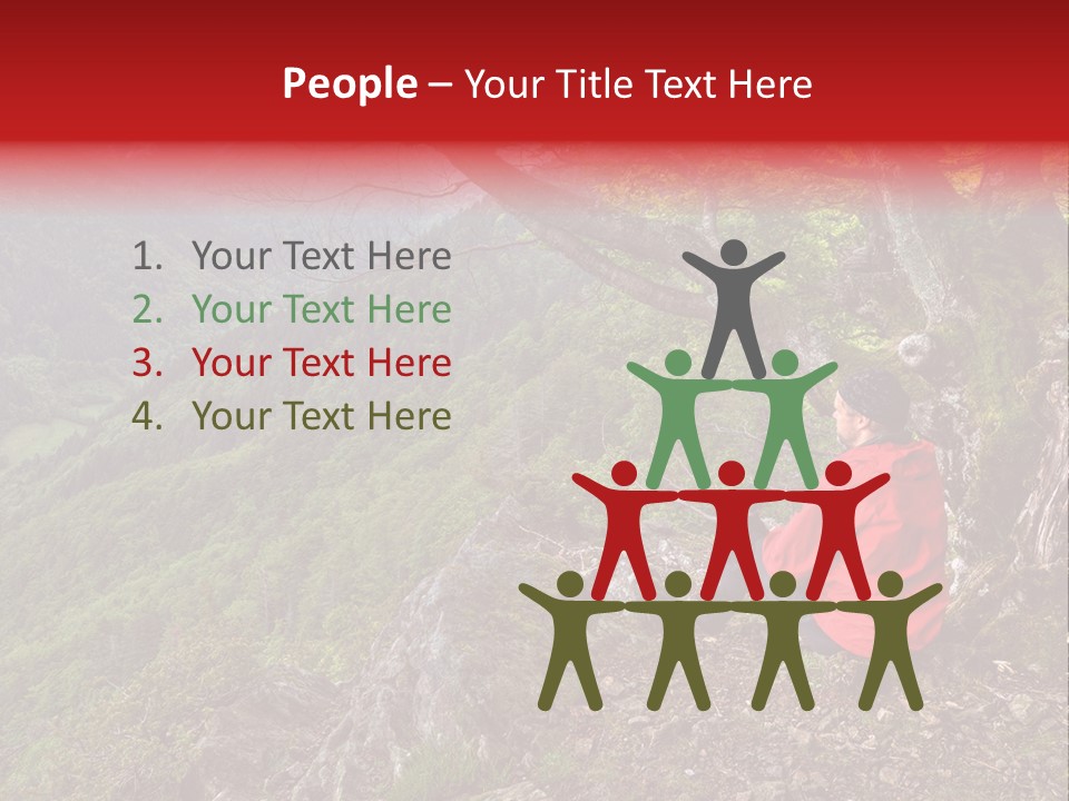 A Man Sitting On Top Of A Mountain Next To A Tree PowerPoint Template