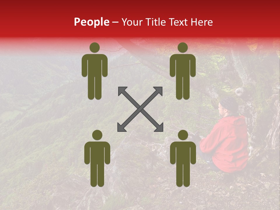 A Man Sitting On Top Of A Mountain Next To A Tree PowerPoint Template