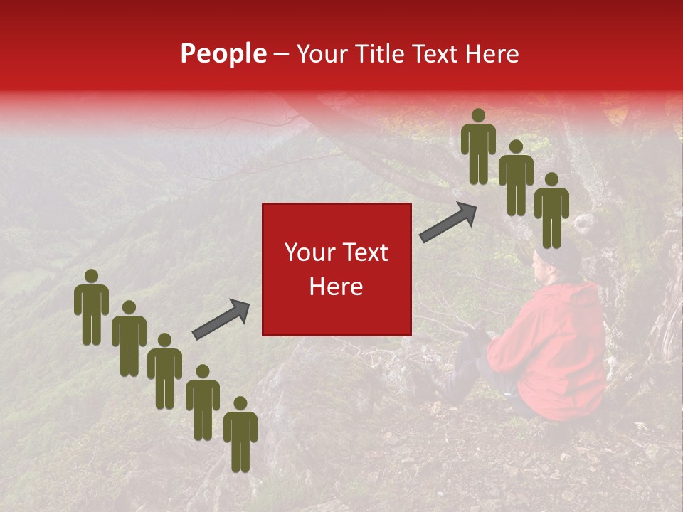 A Man Sitting On Top Of A Mountain Next To A Tree PowerPoint Template