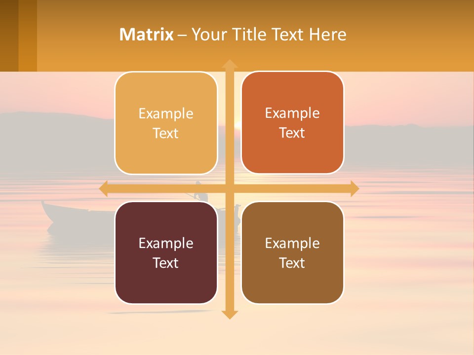 A Boat Floating On Top Of A Lake At Sunset PowerPoint Template