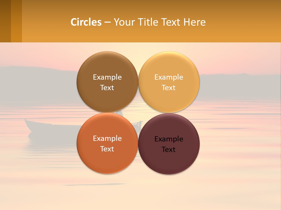 A Boat Floating On Top Of A Lake At Sunset PowerPoint Template