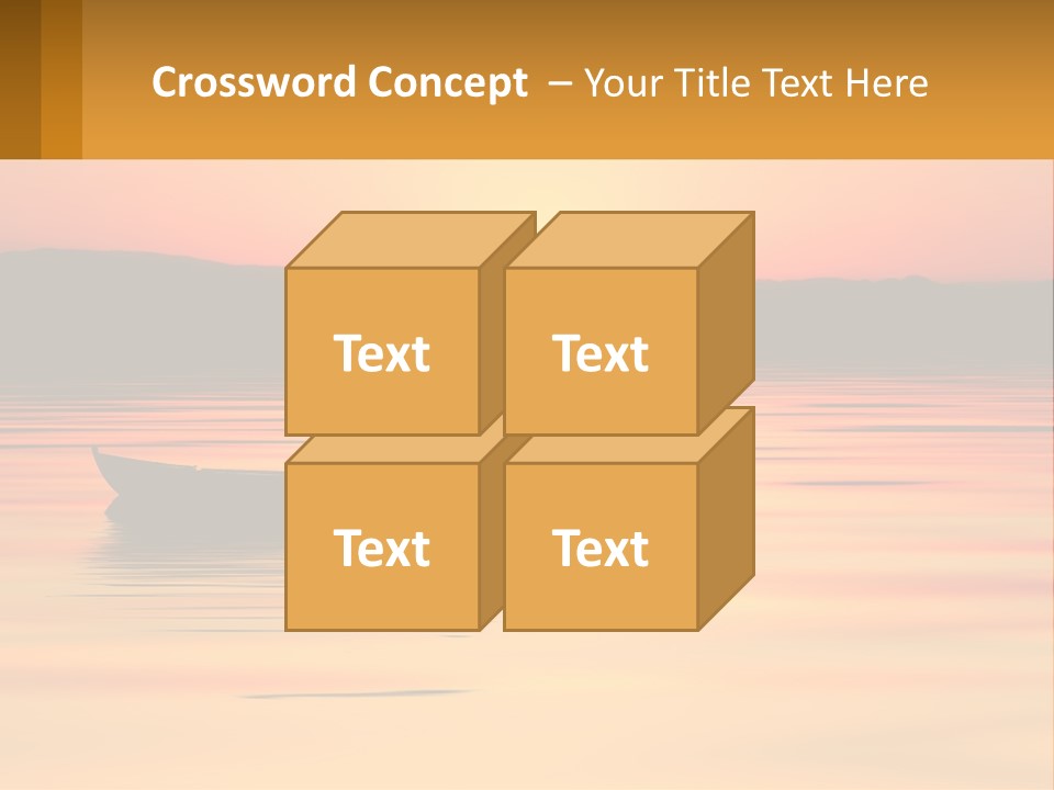 A Boat Floating On Top Of A Lake At Sunset PowerPoint Template
