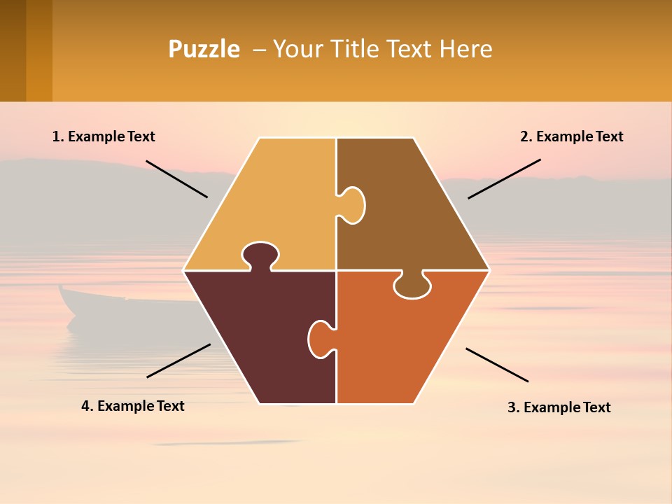 A Boat Floating On Top Of A Lake At Sunset PowerPoint Template